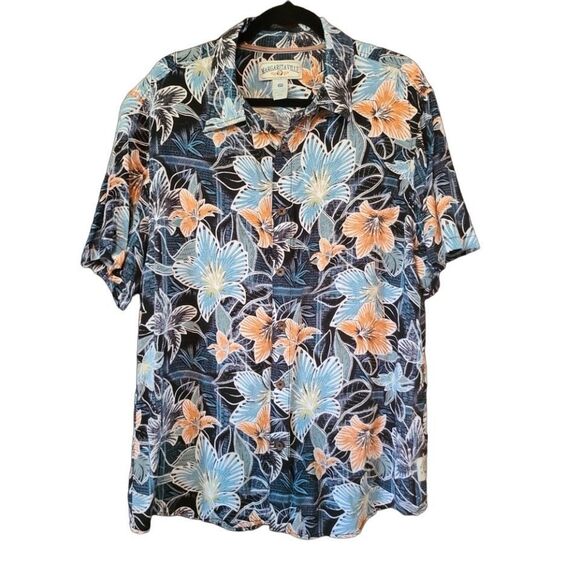 Mens Margaritaville Floral Shirt Mens Large short sleeve button up - Sz Large bu - Picture 1 of 4
